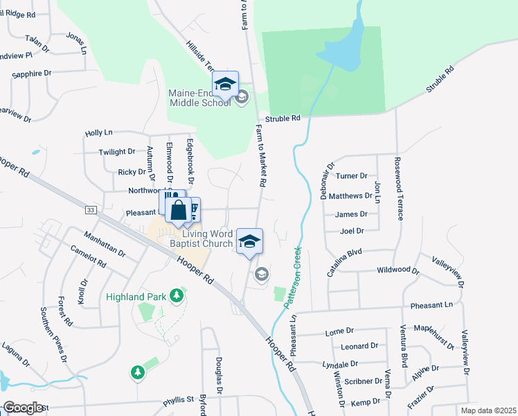 map of restaurants, bars, coffee shops, grocery stores, and more near 3030 Pleasant Drive in Endicott