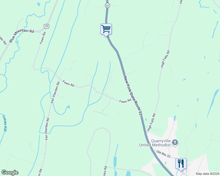 map of restaurants, bars, coffee shops, grocery stores, and more near 1-19 Spike Horn Road in Saugerties