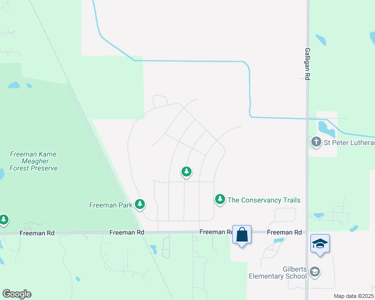 map of restaurants, bars, coffee shops, grocery stores, and more near 948 Sunburst Lane in Gilberts