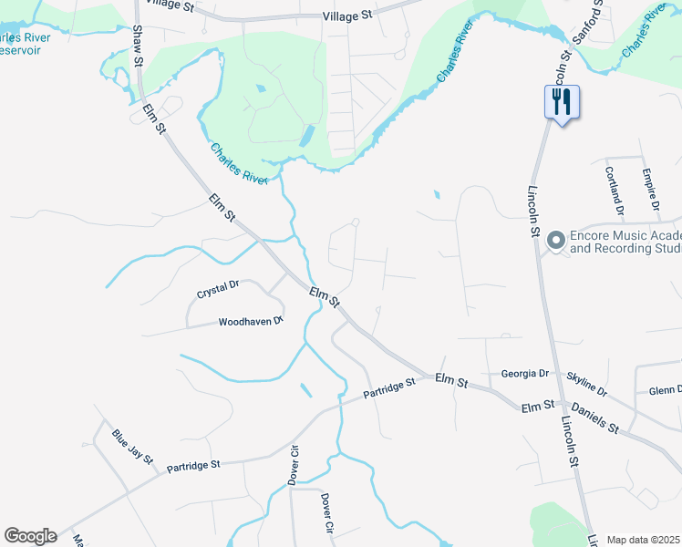 map of restaurants, bars, coffee shops, grocery stores, and more near 43 Anchorage Road in Franklin