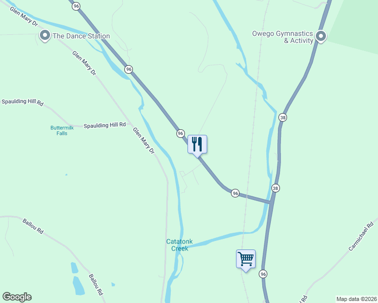 map of restaurants, bars, coffee shops, grocery stores, and more near 307 New York 96 in Owego