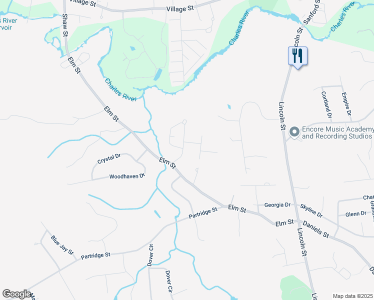 map of restaurants, bars, coffee shops, grocery stores, and more near 43 Anchorage Road in Franklin