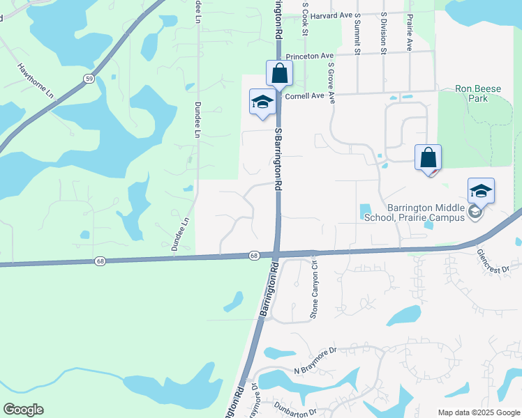 map of restaurants, bars, coffee shops, grocery stores, and more near 1449 Cascade Lane in Barrington