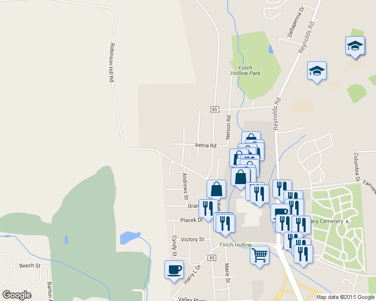 map of restaurants, bars, coffee shops, grocery stores, and more near 426 Fernwood Avenue in Johnson City