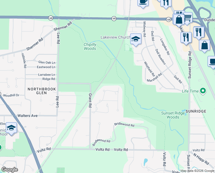 map of restaurants, bars, coffee shops, grocery stores, and more near 1316 Edgewood Lane in Northbrook