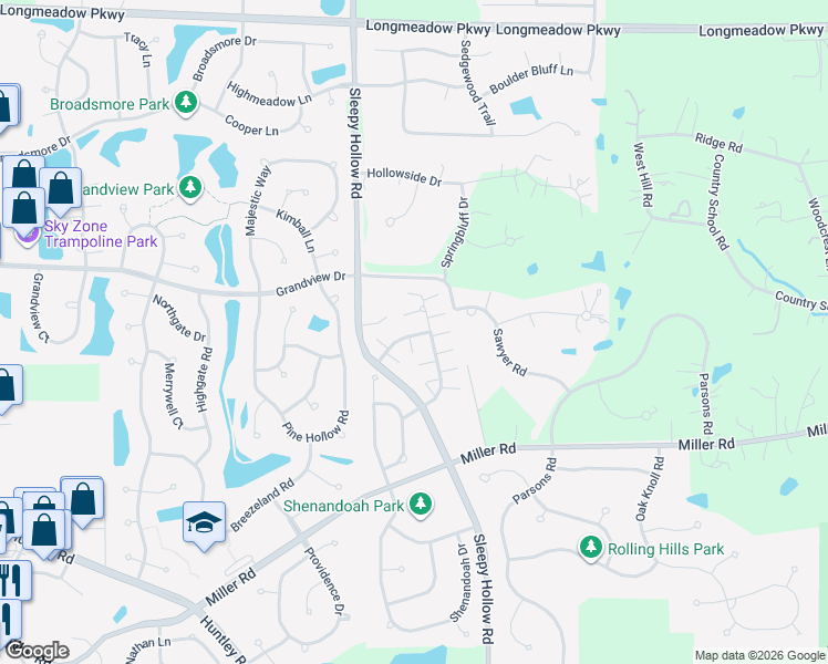 map of restaurants, bars, coffee shops, grocery stores, and more near 3614 Roanoke Avenue in Carpentersville
