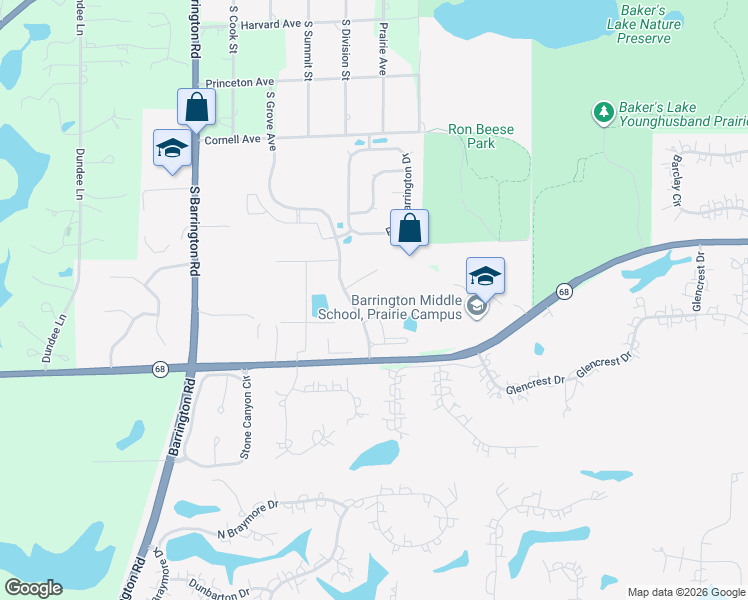 map of restaurants, bars, coffee shops, grocery stores, and more near 514 Peterson Court in Barrington