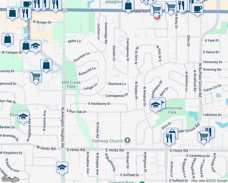 map of restaurants, bars, coffee shops, grocery stores, and more near 6 Beacon Ct in Buffalo Grove