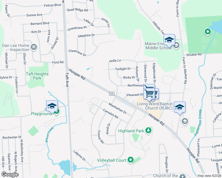 map of restaurants, bars, coffee shops, grocery stores, and more near 908 Hooper Rd in Endicott