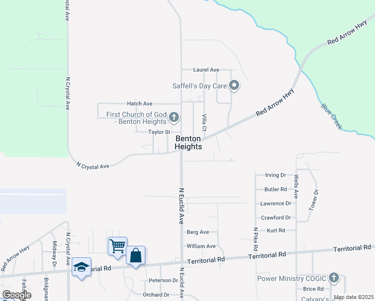 map of restaurants, bars, coffee shops, grocery stores, and more near in Berrien County