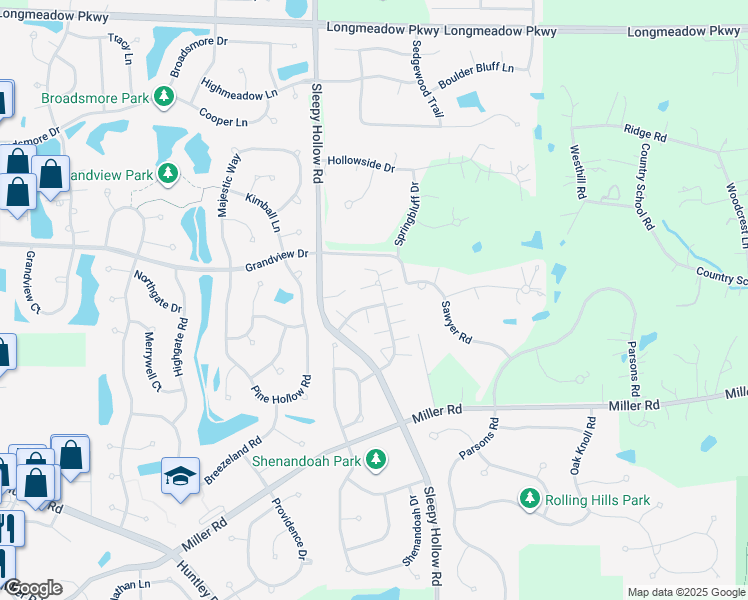 map of restaurants, bars, coffee shops, grocery stores, and more near 3614 Roanoke Avenue in Carpentersville