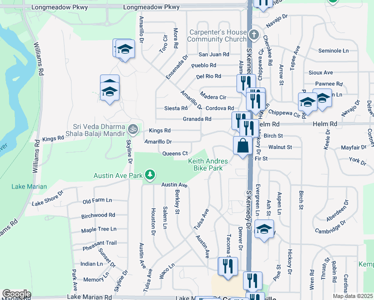 map of restaurants, bars, coffee shops, grocery stores, and more near 1710 Queens Court in Carpentersville
