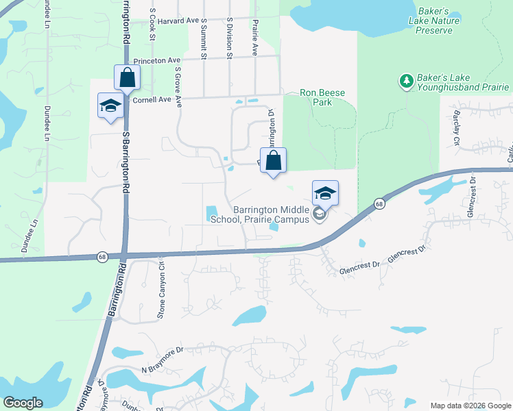 map of restaurants, bars, coffee shops, grocery stores, and more near 514 Peterson Court in Barrington