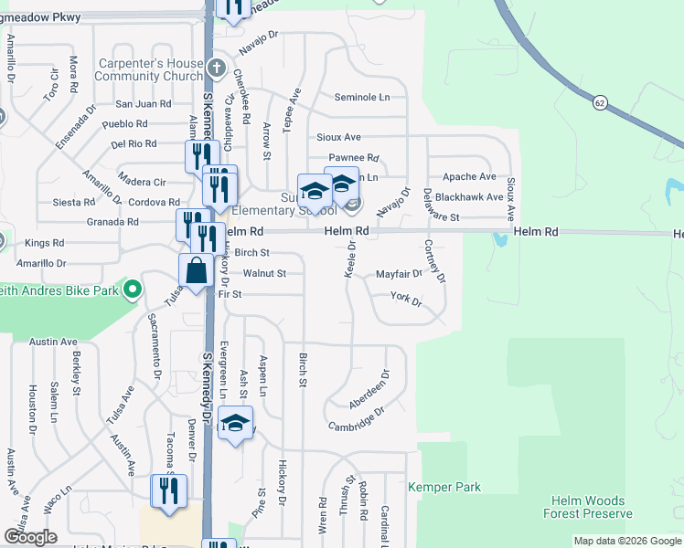 map of restaurants, bars, coffee shops, grocery stores, and more near 1409 Keele Drive in Carpentersville