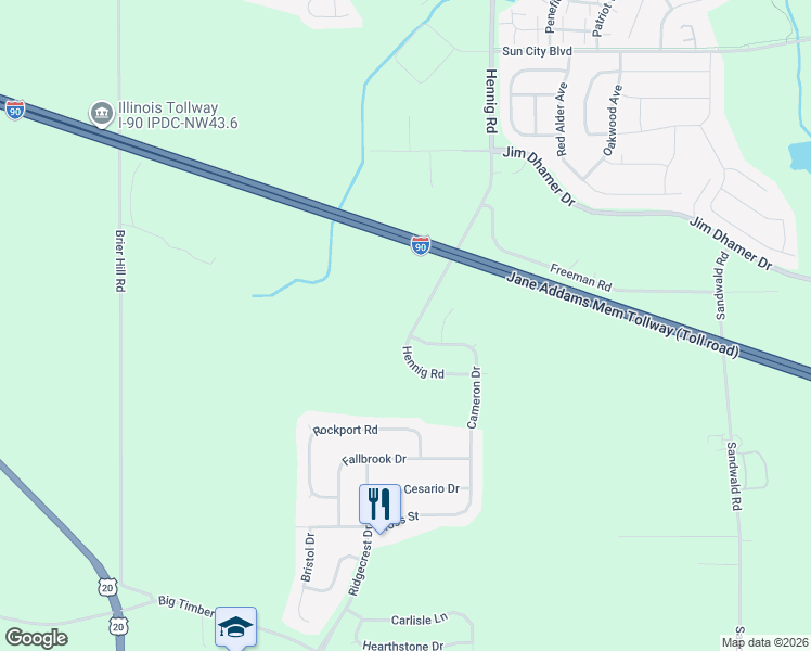 map of restaurants, bars, coffee shops, grocery stores, and more near 2580 Hennig Road in Hampshire