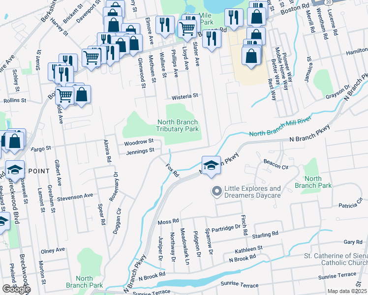 map of restaurants, bars, coffee shops, grocery stores, and more near 522-524 Grayson Drive in Springfield