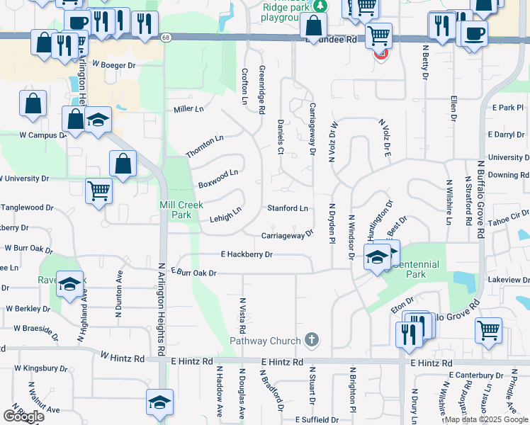 map of restaurants, bars, coffee shops, grocery stores, and more near 6 Beacon Court in Buffalo Grove