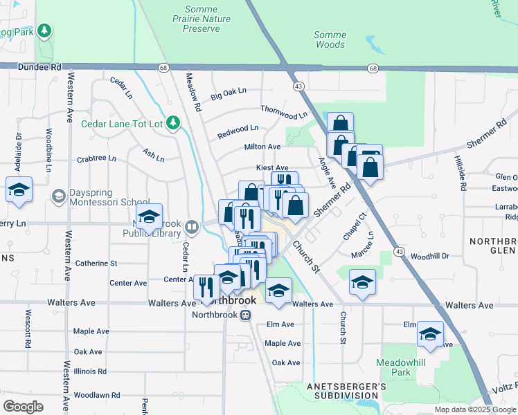 map of restaurants, bars, coffee shops, grocery stores, and more near 1910 Keystone Avenue in Northbrook