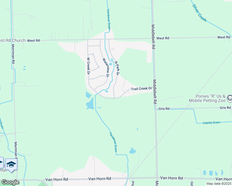 map of restaurants, bars, coffee shops, grocery stores, and more near 23309 North Park Drive in Huron Charter Township