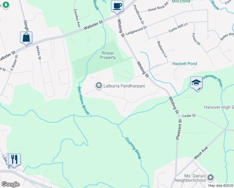 map of restaurants, bars, coffee shops, grocery stores, and more near 145 Old School House Lane in Hanover