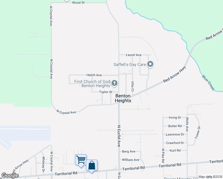 map of restaurants, bars, coffee shops, grocery stores, and more near 2079 Taylor Street in Benton Harbor