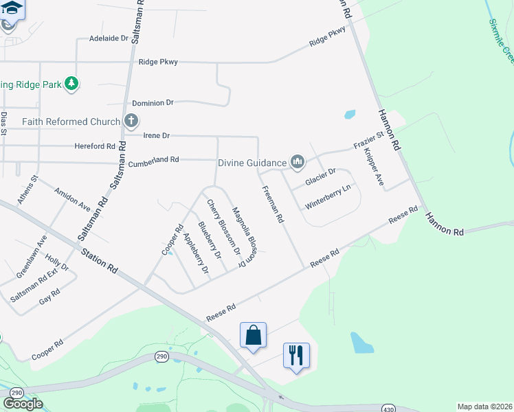 map of restaurants, bars, coffee shops, grocery stores, and more near 4050 Freeman Rd in Erie