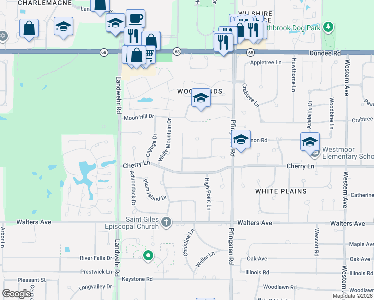 map of restaurants, bars, coffee shops, grocery stores, and more near 1122 Galway Court in Northbrook