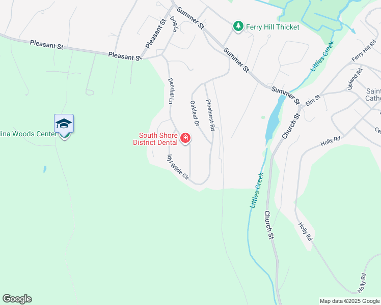 map of restaurants, bars, coffee shops, grocery stores, and more near 46 Idyl Wilde Circle in Marshfield