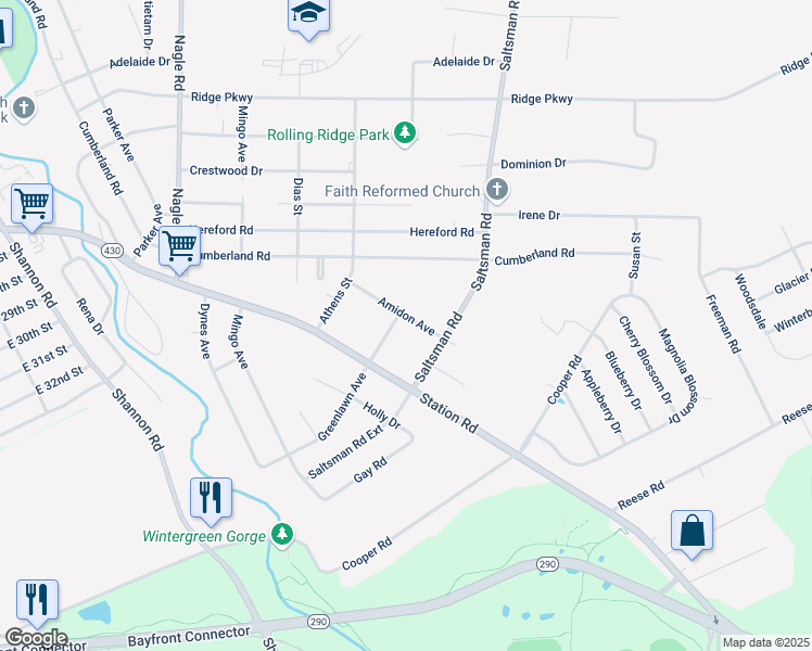 map of restaurants, bars, coffee shops, grocery stores, and more near 3417 Greenlawn Ave in Erie