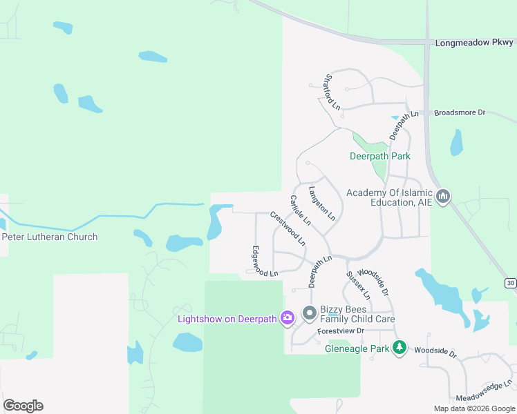 map of restaurants, bars, coffee shops, grocery stores, and more near 3532 Crestwood Lane in Carpentersville