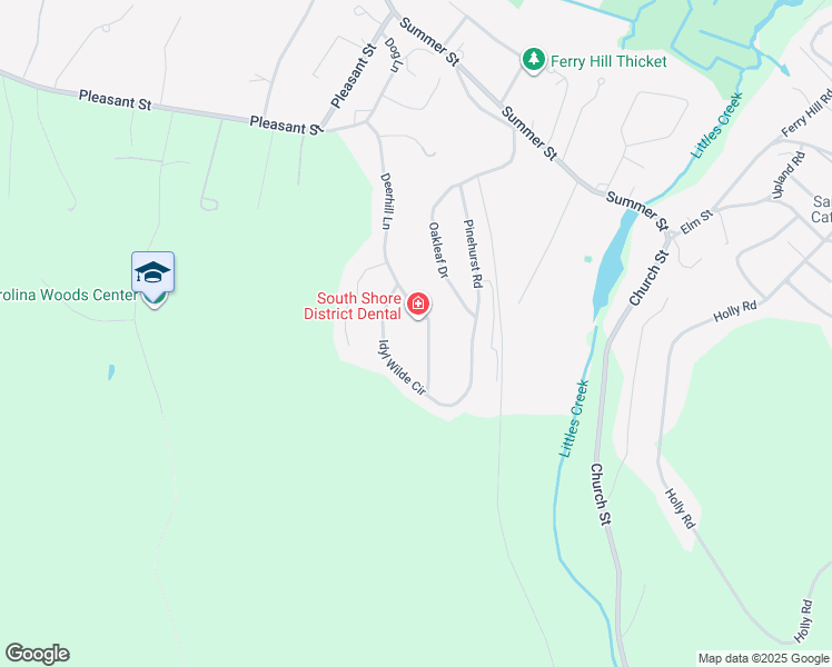 map of restaurants, bars, coffee shops, grocery stores, and more near 46 Idyl Wilde Circle in Marshfield