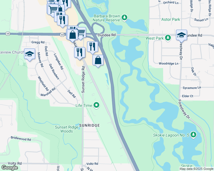 map of restaurants, bars, coffee shops, grocery stores, and more near 1101 Skokie Boulevard in Northbrook