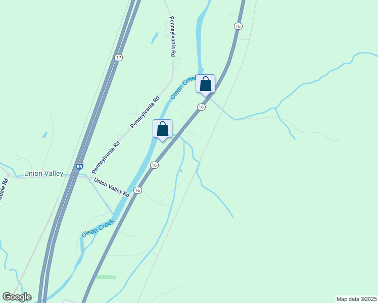 map of restaurants, bars, coffee shops, grocery stores, and more near 3050 New York 16 in Olean