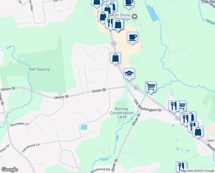 map of restaurants, bars, coffee shops, grocery stores, and more near 375 Union Street in Hanover
