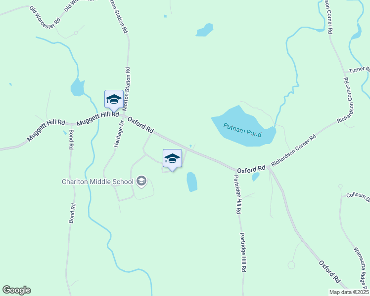 map of restaurants, bars, coffee shops, grocery stores, and more near 34 Oxford Road in Charlton