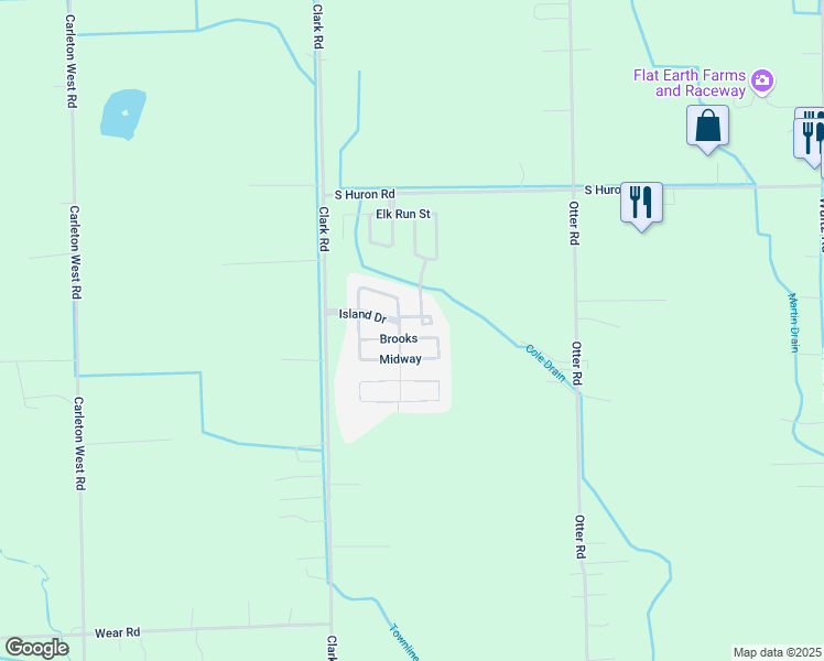 map of restaurants, bars, coffee shops, grocery stores, and more near 23379 Island Drive in Brownstown Charter Township