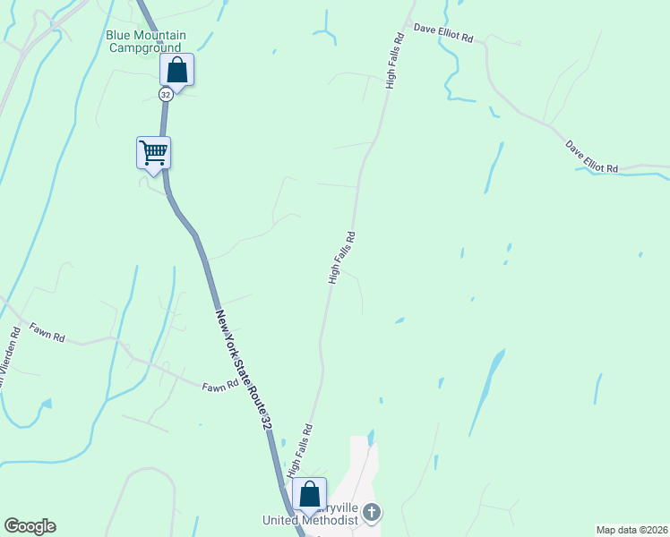 map of restaurants, bars, coffee shops, grocery stores, and more near 120 High Falls Road in Saugerties
