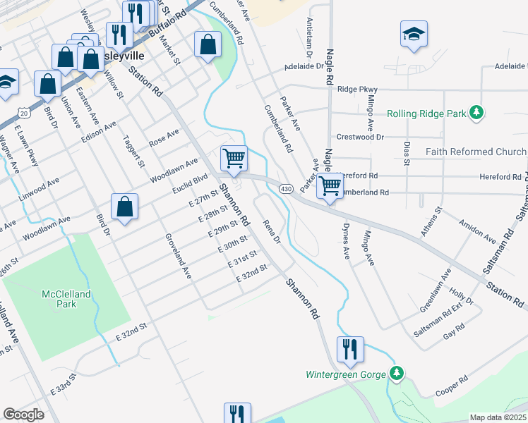 map of restaurants, bars, coffee shops, grocery stores, and more near 2600-3098 Dinicola Dr in Erie