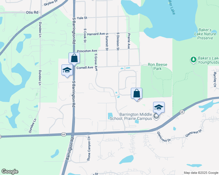 map of restaurants, bars, coffee shops, grocery stores, and more near in Barrington