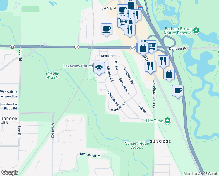 map of restaurants, bars, coffee shops, grocery stores, and more near 1013 Whitfield Rd in Northbrook