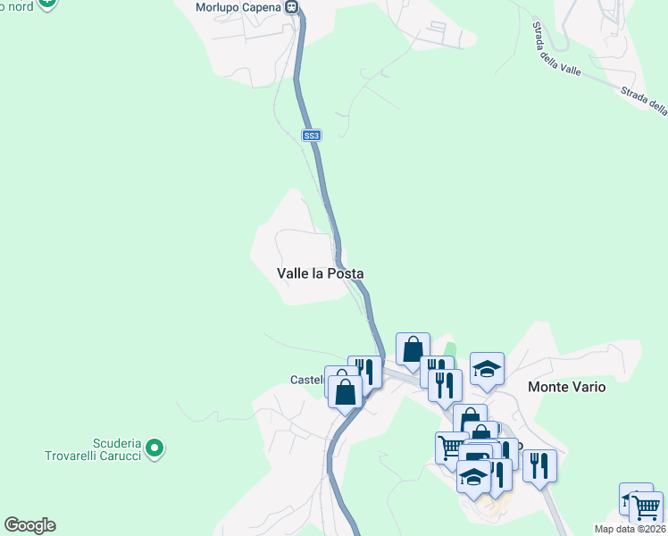 map of restaurants, bars, coffee shops, grocery stores, and more near Strada Statale 3 in Rome