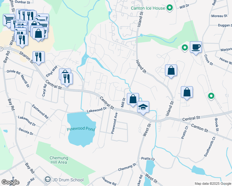 map of restaurants, bars, coffee shops, grocery stores, and more near 9 Kim Terrace in Stoughton