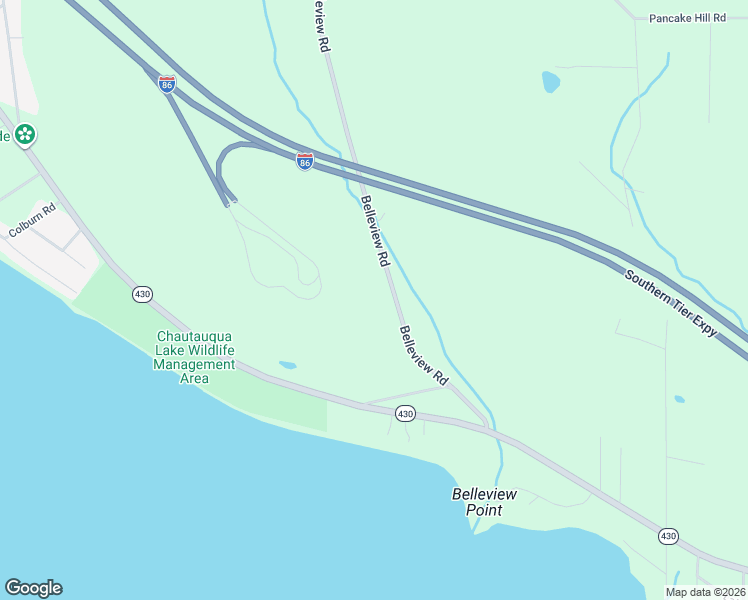 map of restaurants, bars, coffee shops, grocery stores, and more near 3477 Belleview Road in Bemus Point