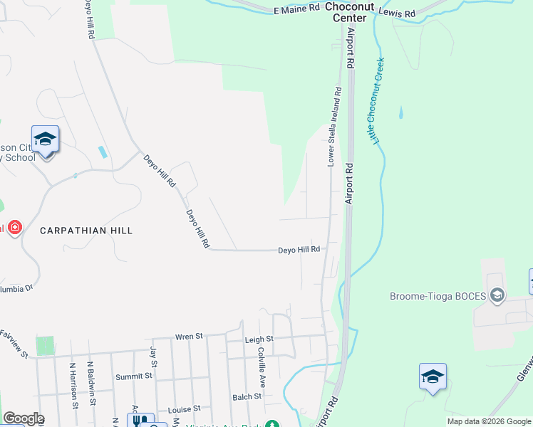 map of restaurants, bars, coffee shops, grocery stores, and more near 15-29 J T Blvd in Binghamton