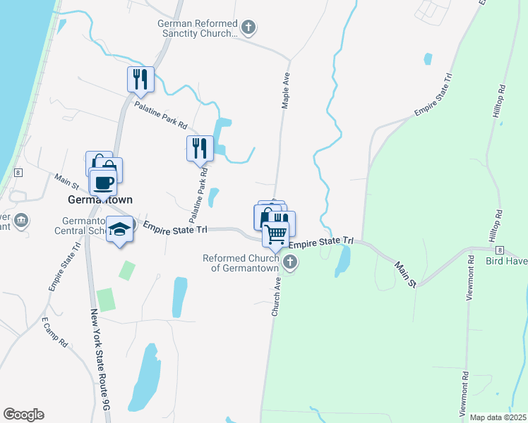 map of restaurants, bars, coffee shops, grocery stores, and more near 200 Maple Avenue in Germantown