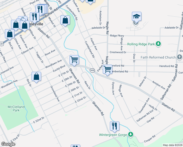 map of restaurants, bars, coffee shops, grocery stores, and more near 2600-3098 Dinicola Dr in Erie