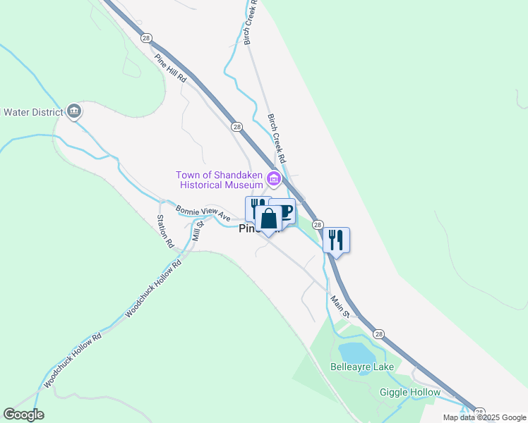 map of restaurants, bars, coffee shops, grocery stores, and more near 28 Elm Street in Pine Hill