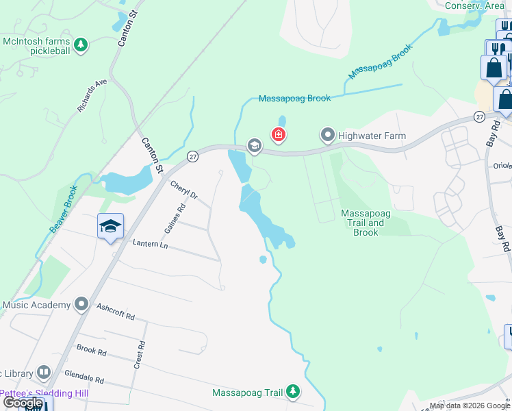 map of restaurants, bars, coffee shops, grocery stores, and more near in Sharon