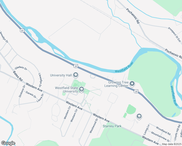 map of restaurants, bars, coffee shops, grocery stores, and more near Russell Road in Westfield