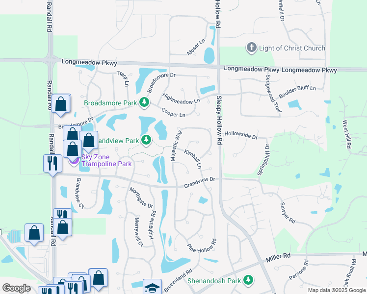 map of restaurants, bars, coffee shops, grocery stores, and more near 4915 Kimball Lane in Carpentersville